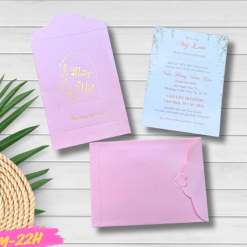 Thiệp mời hồng ánh kim TM22H