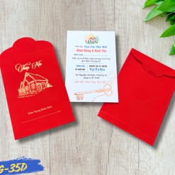 Thiệp Tân gia đỏ nhung ép kim TG-35D